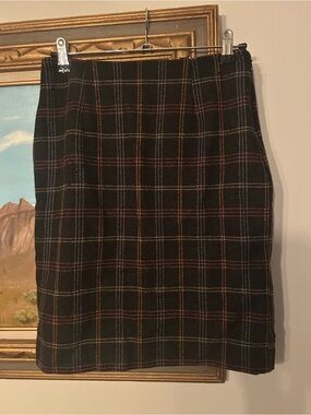 Harold's Black Plaid Pencil Skirt with Red and Tan Lines